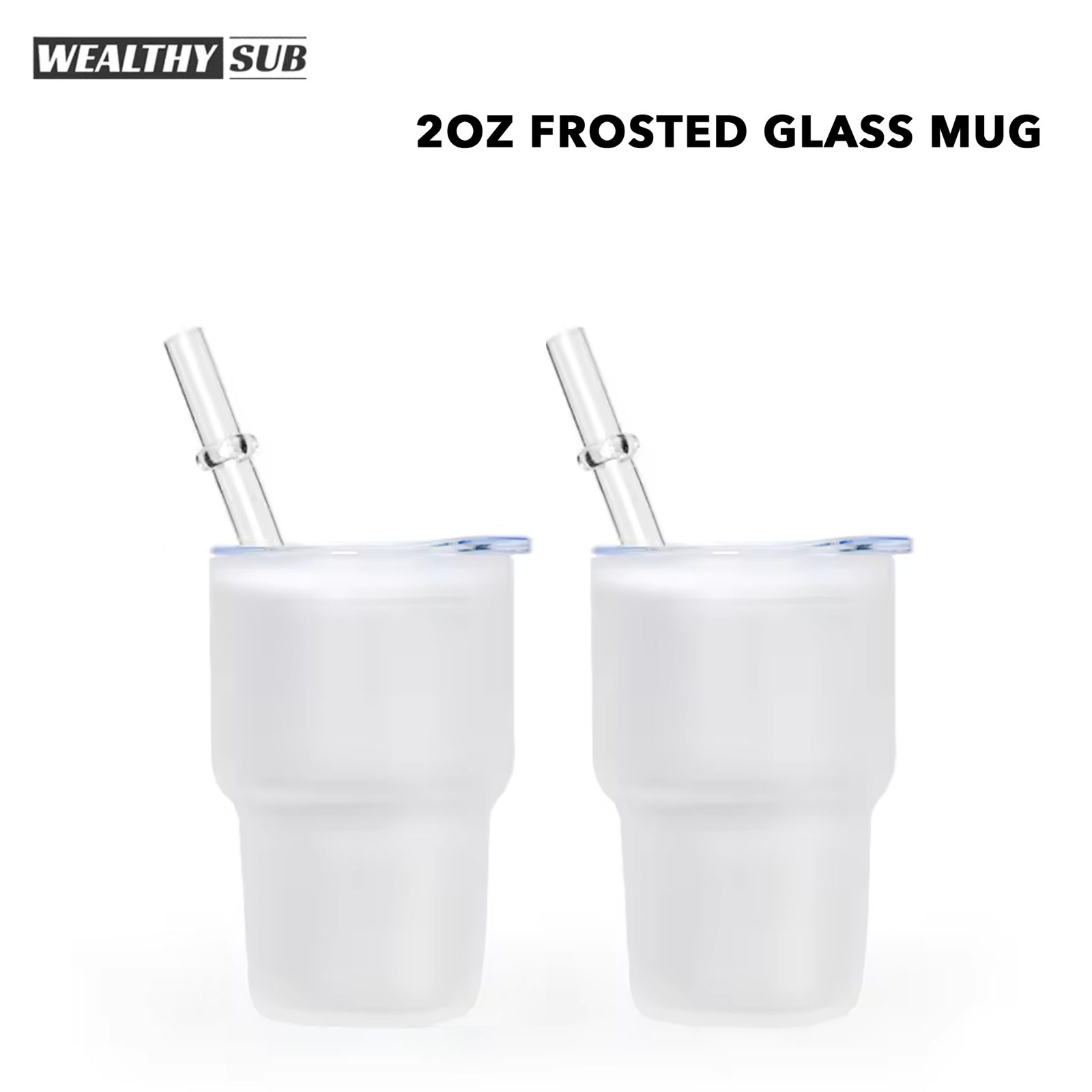 Wealthysub China warehouse sublimation 2oz clear&frosted glass mug
